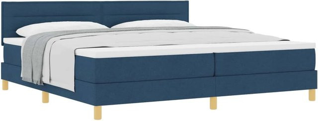 vidaXL Boxspringbett mit Matratze und Kopfteil in Blau, Hybridbett mit Taschenfederkern, B/T: 200 x 200 cm - Bild 1