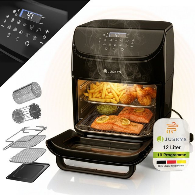 Juskys Heißluftfritteuse 12L in Schwarz mit Digitaldisplay, Timer und 10 Programmen - Bild 1