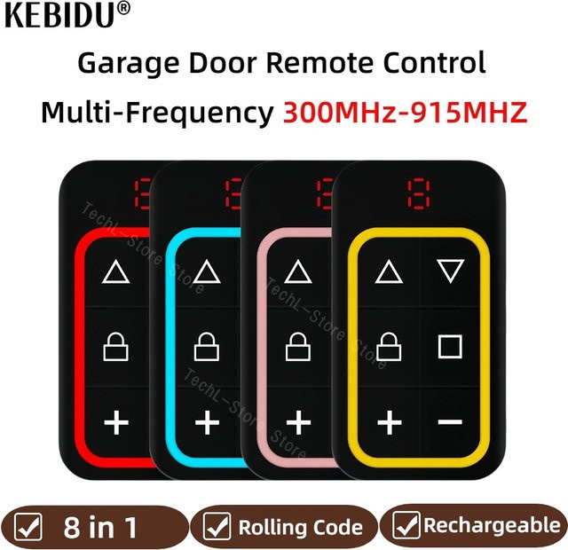 Kebidu 8 in 1 Garagentor Fernbedienung RF Duplikator mit 8 Kanälen für 300 MHz bis 915 MHz, Fester Code und Rolling Code, Farben: Rot und Schwarz - Bild 1
