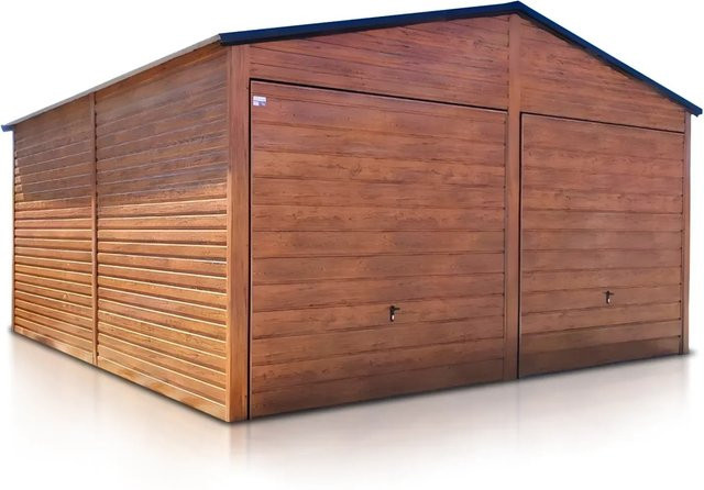Liderstal Doppelgarage Premium aus Blech mit Satteldach und Schwingtor in Holzoptik, B/T/H: 600 x 360 x 240 cm - Bild 1