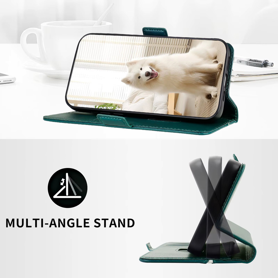 HKNR Leder Telefon Brieftasche als Flip-Cover für iPhone mit Kartenfach und Standfunktion in Blau - Bild 4