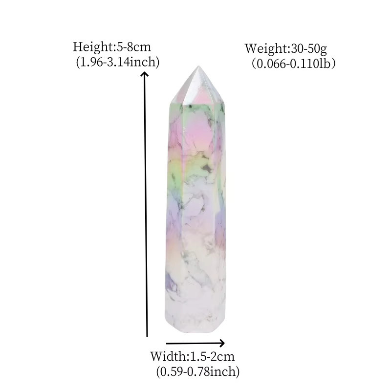 RYCRYSTAL Heilender Obelisk aus weißem Türkis-Quarz, Natürlicher Aura-Stein als Kristallspitze und Deko-Ornament - Bild 2
