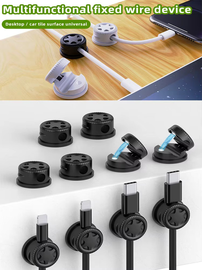 Dibaigou Magnetische Kabelklemmen in Schwarz, Selbstklebender Kabel-Organizer aus Kunststoff für Schreibtisch, Büro und Auto - Bild 6