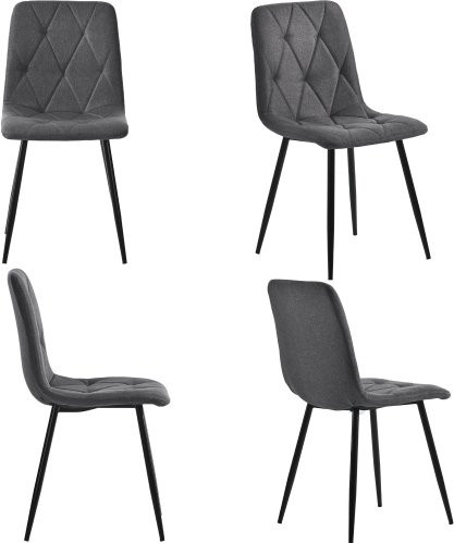 Set aus 4 Esszimmerstühlen in Grau mit Leinenoptik und Metallbeinen im modernen Design, B/T/H: 45 x 40 x 86 cm - Bild 1