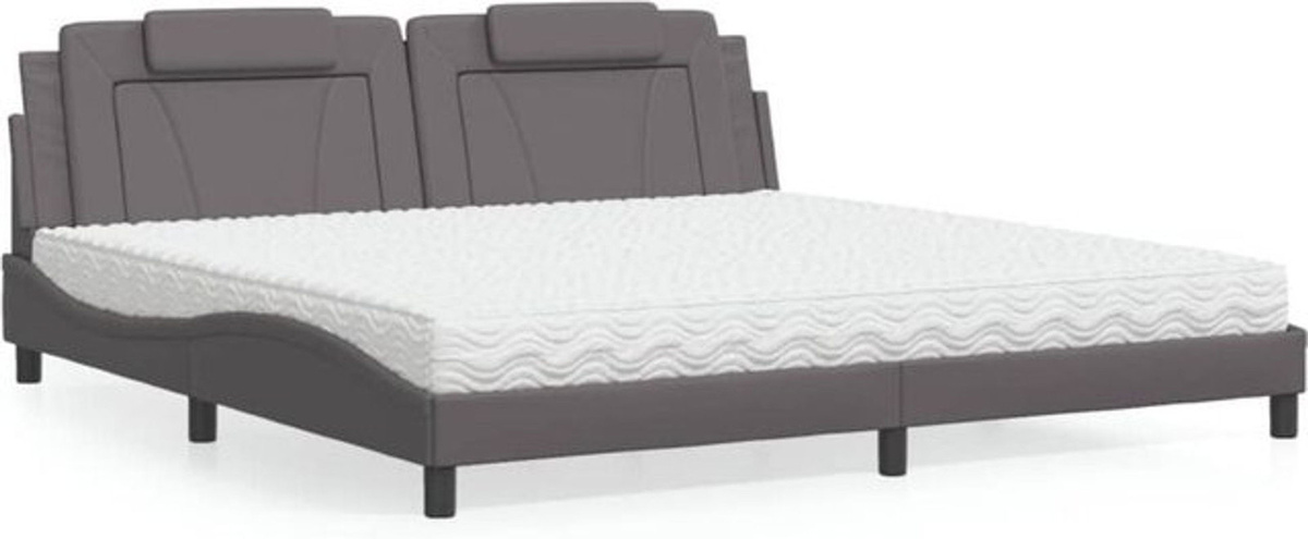 Modernes Polsterbett Viana von vidaxl mit Matratze aus Kunstleder in Grau B/T: 200 x 200 cm - Bild 1