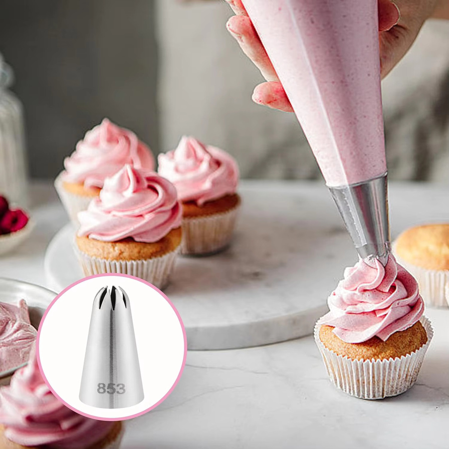 12-teiliges Rohrdüsen-Set aus Edelstahl in Silber von XMSJ zum Dekorieren von Cupcakes und Kuchen - Bild 2