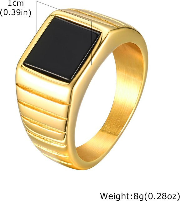 Lucky Star Jewelry Ring Edelstahl, Gold, Zirkonia, Herren - Bild 1