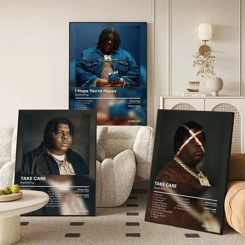 B-BigXthaPlug Album-Poster als selbstklebender HD-Wandaufkleber in Schwarz und Mehrfarbig aus Papier - Bild 3
