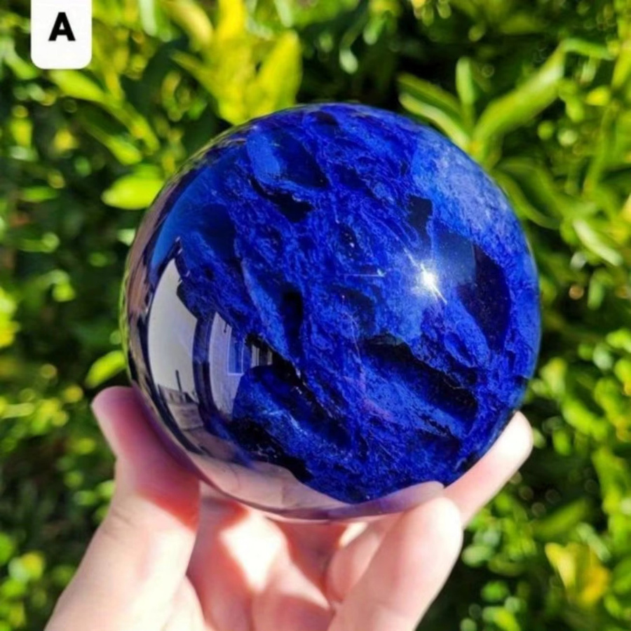 Blaue Schmelzkugel im böhmischen Stil von CrystalHola, polierte Steinverzierung in runder Form für deine Tischdekoration - Bild 3