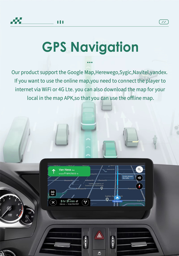 OSSURET Carplay Android Auto Autoradio für Mercedes Benz E-Klasse C207 W207 A207 NTG 4.0 4.5 5.0 2-Türer, 10,25 Zoll, Schwarz, mit Bluetooth und 4G - Bild 3