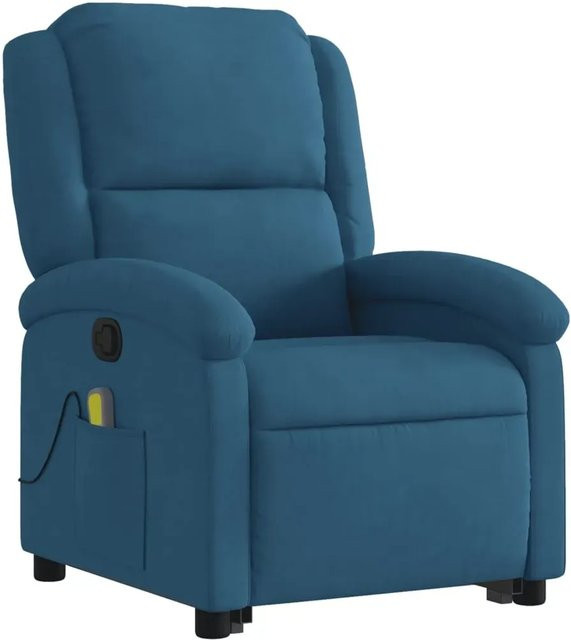 vidaXL Massagesessel mit Aufstehhilfe in Blau aus Samt mit Armlehnen - Bild 1