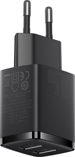 Baseus Compact Netzladegerät 10.5W 2.1A mit 2 x USB-A in Schwarz CCXJ010201 - Bild 1