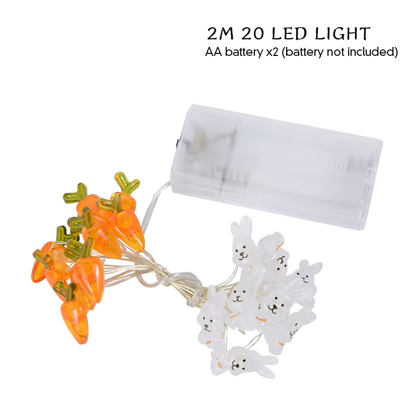 ZQNYCY LED Ostern Lichterkette mit Kaninchen, Karotten, Küken und Eiern, 2m, Mehrfarbig - Bild 4