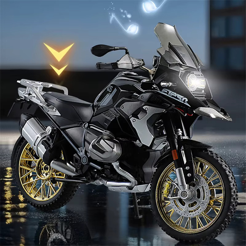 MAKEDA R1250 GS ADV Motorrad Modell, 1:10, Metall, mit Sound und Licht - Bild 2