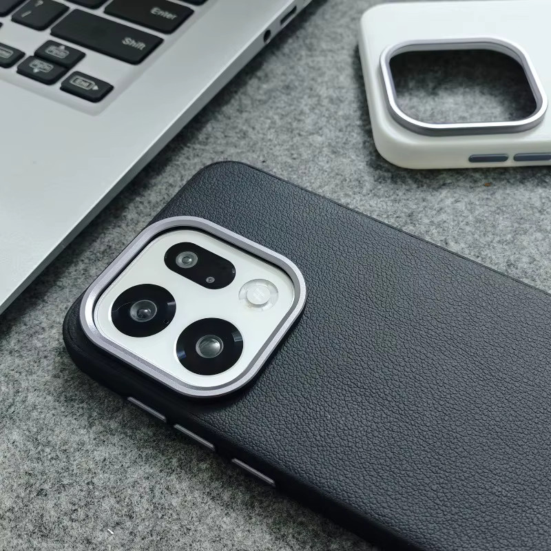 Schutzhülle für OPPO Find X9 Plus Pro und OPPO Find X9 in Weiß mit Lederstruktur und Metall-Objektivschutz - Bild 2