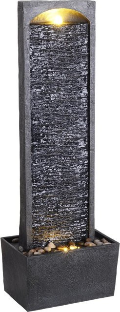 Teamson Home Zeitgenössischer LED Wasserfall Brunnen mit Pebble Basis in Schwarz Grau, Höhe: 98 cm - Bild 1