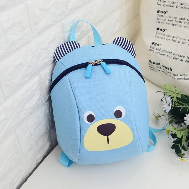 Kinder Anti-Verlust Rucksack mit Sicherheitsgurt Leine in Blau mit niedlichem Tier-Design - Bild 1