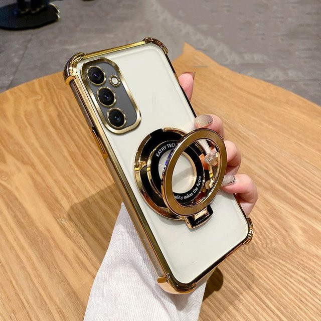 Stoßfeste Magnetische MagSafe Hülle mit Ständer für Samsung Galaxy S25 S25FE S24 S23 S22 S21 S20 Ultra Plus FE in Transparent - Bild 1
