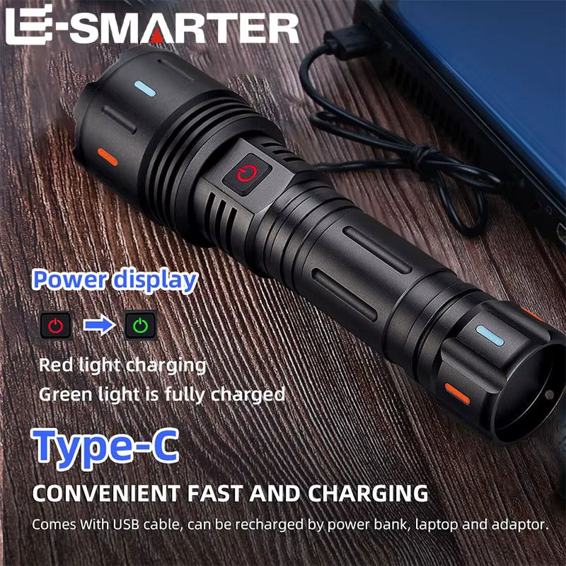 ESMARTER Taktische LED-Taschenlampe mit Zoomfunktion und 5 Modi, wasserdicht - Bild 3