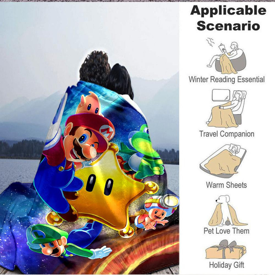 Yun2 Home Mario Galaxy Adventure Flanell-Kuscheldecke für Kinder, Mehrfarbig, B/H: 80 x 120 cm - Bild 6