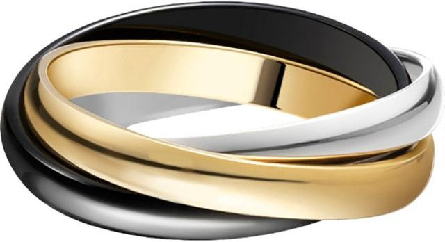 Dreiringring 925 Silber, vergoldet, Bicolor, Unisex - Bild 1