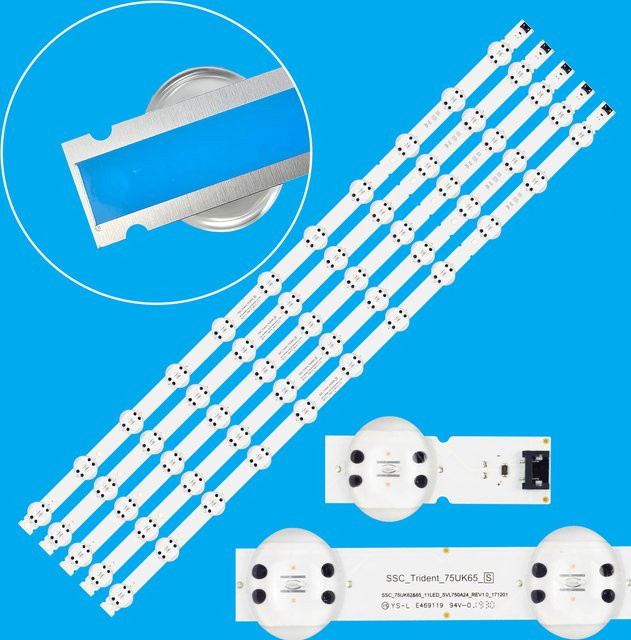 LED Hintergrundbeleuchtungs-Streifen für 75 Zoll Fernseher, White SMD LED Strips für Modelle 75 UM7580PVA, 75 UM7000PLA, 75 UM7600PLB, 75 UM7570AUE, 75 UK6190PUB2 und 75 UK62 - Bild 1
