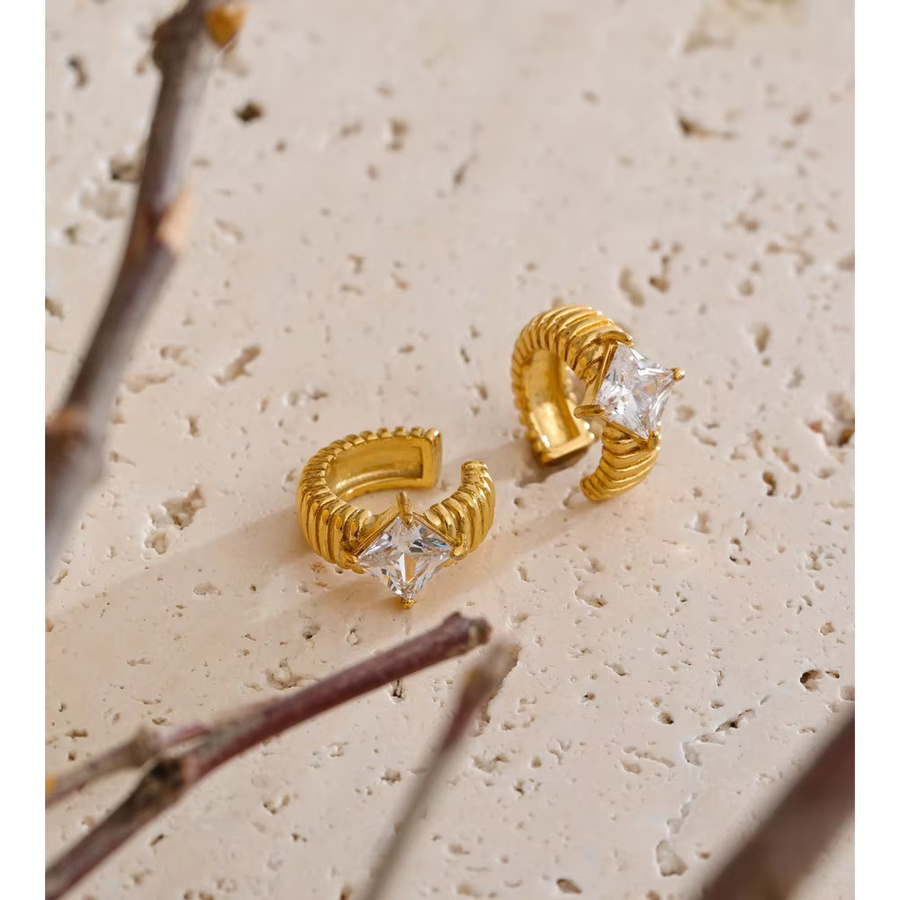 Yhpup Ohrringe Edelstahl, Gold, Zirkonia, Unisex - Bild 3
