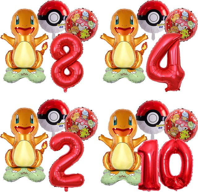 Potdemiel Pokémon Party-Dekorationsset mit Zahlenballons für Kindergeburtstage in Mehrfarbig - Bild 1