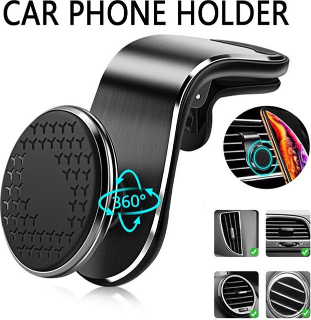 Magnetischer Autotelefonhalter von QUERPXAF in Schwarz mit 360 Grad Rotation für Lüftungsschlitze - Bild 1