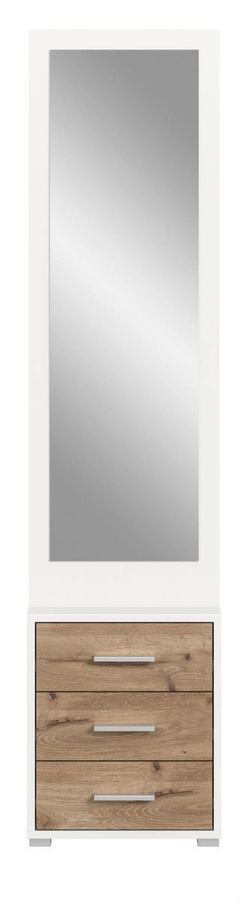 Inn.Furn Kompaktgarderobe Pallas in Weiß und Eiche mit Spiegel und Schubladen, Breite: 45 cm, Höhe: 190 cm - Bild 4