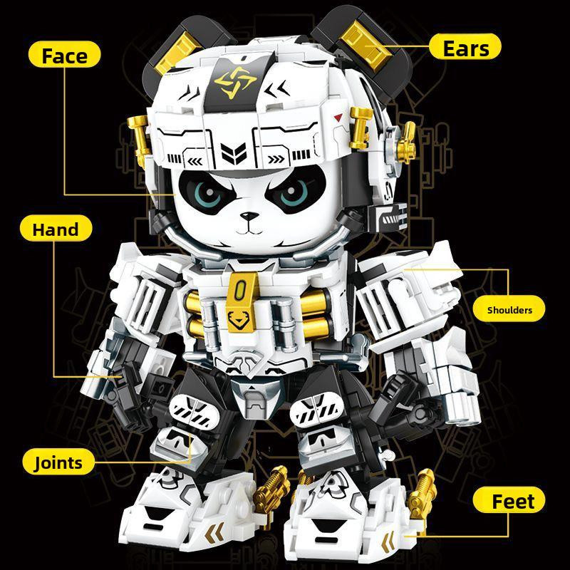 Fashnics Panda Mecha Astronauten Spielzeugmodell aus Harz in Weiß und Schwarz - Bild 1