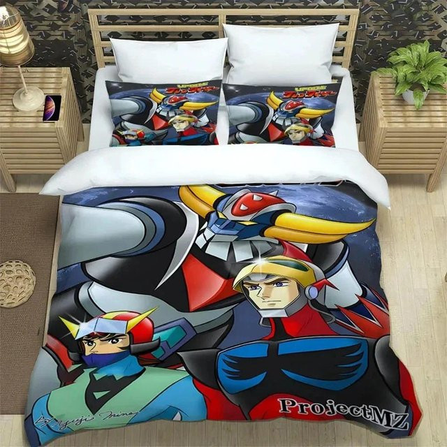 Ufo Robo Grendizer Goldorak Bettwäsche-Set aus Mikrofaser, bestehend aus Bettbezug und Kissenbezug, Mehrfarbig, Breite: 70 cm, Länge: 133 cm - Bild 1