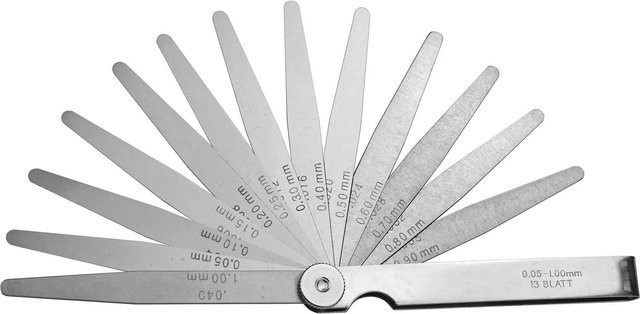 Richter Fühlerlehre 0,03-1 mm Konische Messlehre aus Edelstahl mit 32 Blättern in silberner Metallscheide - Bild 1