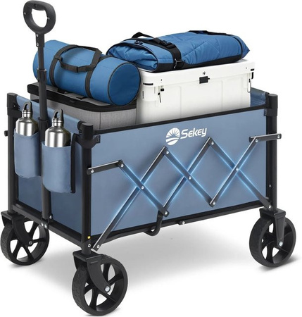 Sekey Faltbarer Bollerwagen in Blau mit 60L Volumen und 80KG Tragkraft