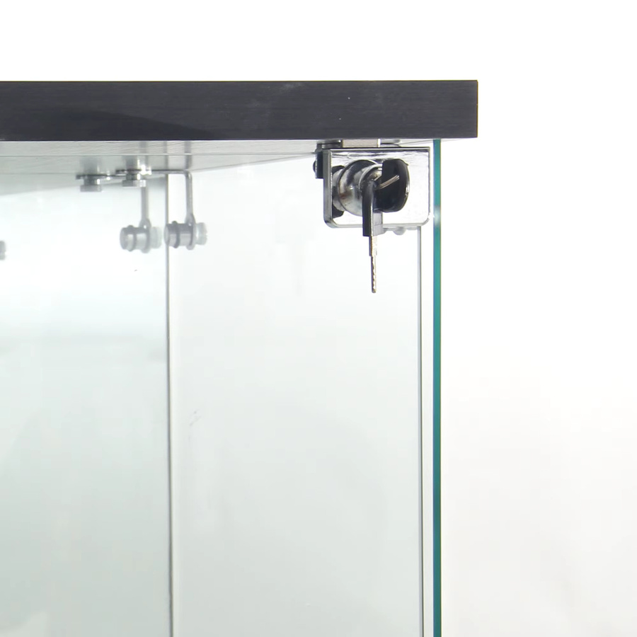 Comanlai Moderne 4-stöckige Glasvitrine mit Spiegelrückwand und LED-Beleuchtung, abschließbarer Schaukasten aus gehärtetem Glas für Sammlerstücke, B/T/H: 36,5 x 42,5 x 164 cm - Bild 2