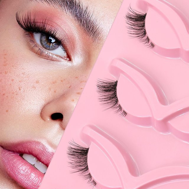 VELTRINAY Halbe Wimpern, Cat-Eye, natürlicher Look, transparentes Band - Bild 1