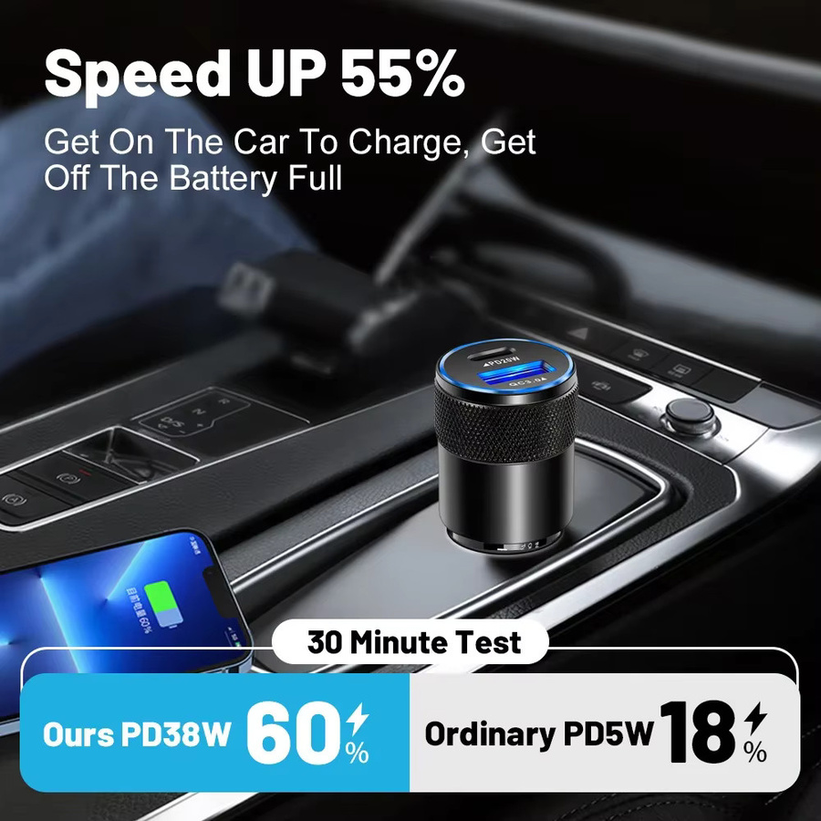 Ai CAR FUN Mini-Autoladegerät mit USB-C PD Buchse in Schwarz für 12-24V Zigarettenanzünder Schnellladung für iPhone, Xiaomi, Huawei und Samsung - Bild 6