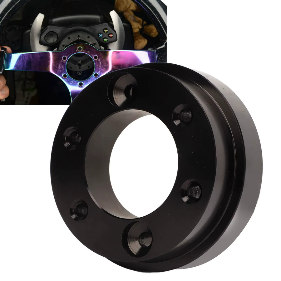 Aluminium Lenkrad Adapterplatte für Logitech G29 und G920 in Schwarz, 70mm - Bild 2