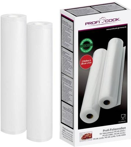 Profi Cook Vakuumier-Folienrollen transparent, 2 Stück, Breite: 28 cm, Länge: 6 m - Bild 1