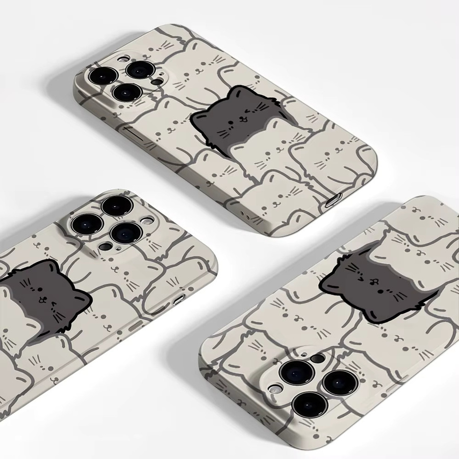 Handyhülle Einsame Schwarze Katze für Apple iPhone 11 bis iPhone 18 Pro Max Plus, Doppelschichtige Rückabdeckung, Schwarz/Mehrfarbig - Bild 3