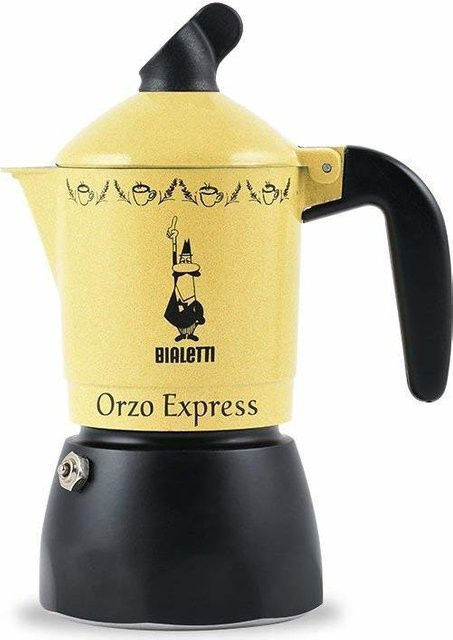 Bialetti Orzo Express Mokka-Kanne aus Aluminium in Schwarz und Gelb - Bild 1