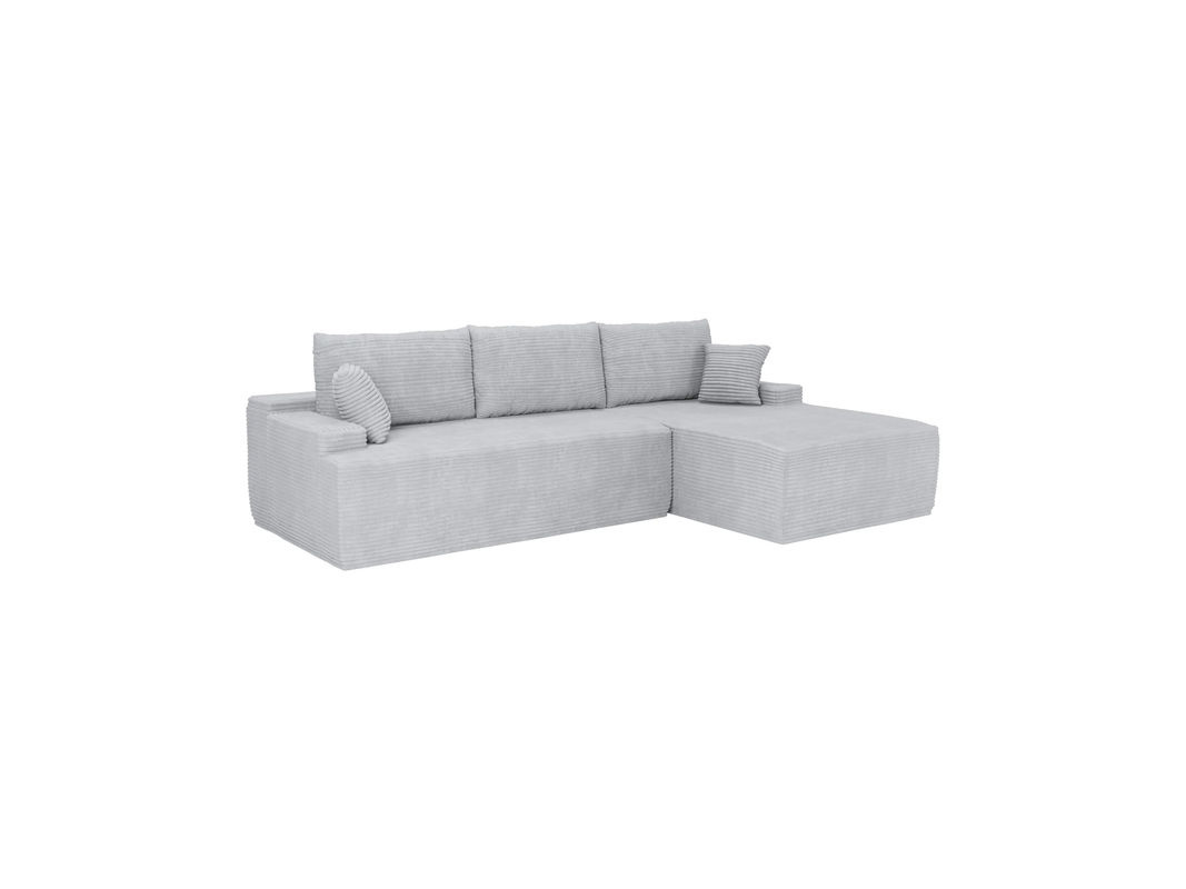 Juskys Ecksofa Coredo als 3-Sitzer in L-Form mit Ottomane rechts, Cord in Hellgrau - Bild 3