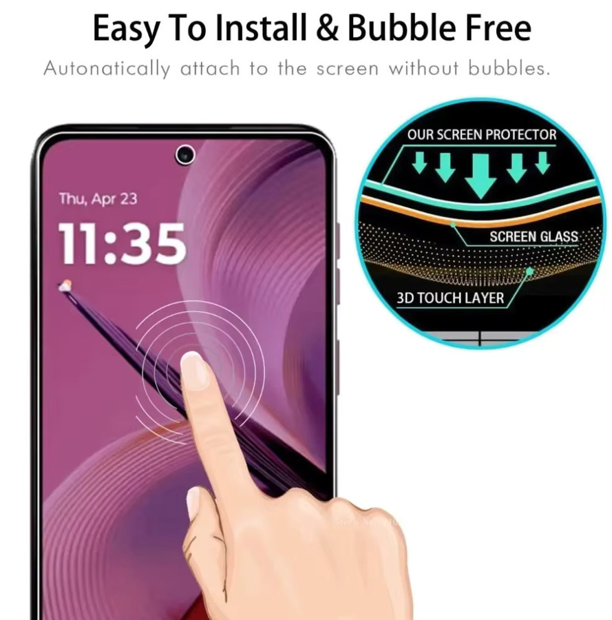 Displayschutzfolie aus gehärtetem Glas für Motorola Moto G56 G55 G54 G53 Serie, transparent, 9H kratzfest und hüllenfreundlich - Bild 3