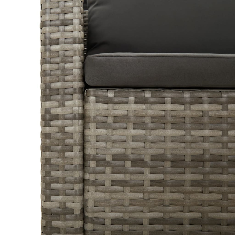 vidaXL 5-tlg. Garten-Lounge-Set in L-Form aus grauem PE-Rattan mit Kissen und pulverbeschichtetem Stahlgestell - Bild 4