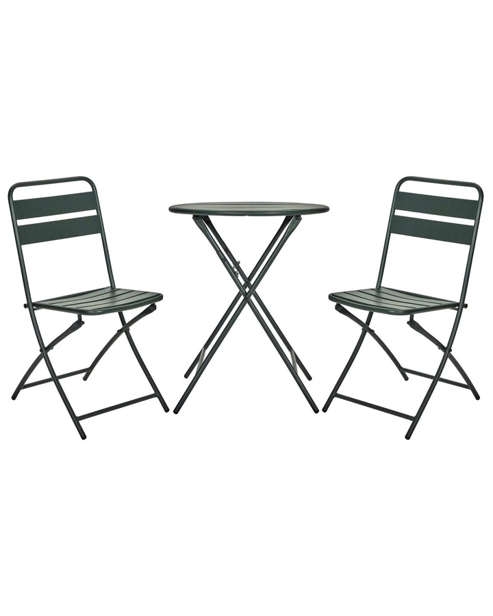 House Doctor Bistro-Set Helo aus Eisen in Grün mit rundem Tisch und 2 Stühlen für Balkon, Terrasse oder Küche - Bild 1