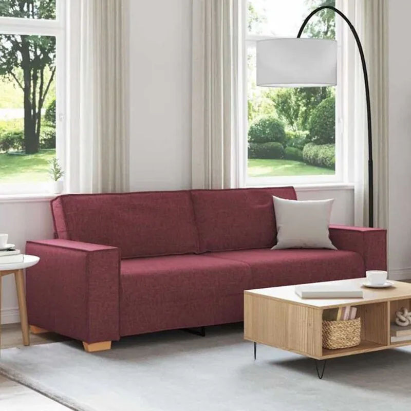 vidaxl 3-Sitzer Sofa in Rot aus Stoff und Metall, Modernes Design, Breite: 220 cm, Höhe: 78 cm, Tiefe: 84 cm - Bild 1