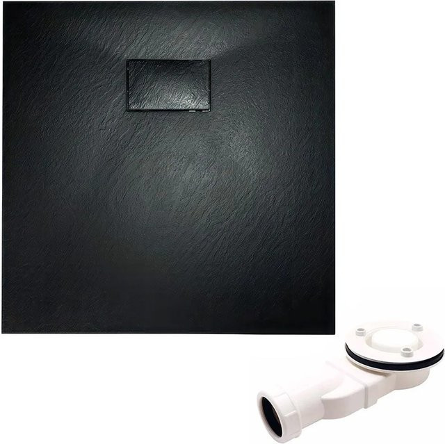 Bad Land Duschwanne VIDAR Viereck aus Verbundwerkstoff in Schwarz Steinoptik B/T: 90 x 90 cm, Höhe: 3,2 cm - Bild 1