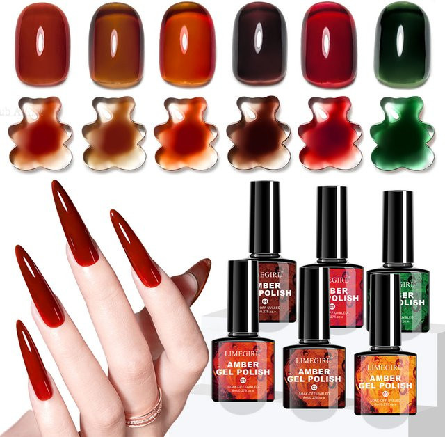LIMEGIRL Amber Gel Brown Crystal Nagellack, 8 ml, Glänzend - Bild 1