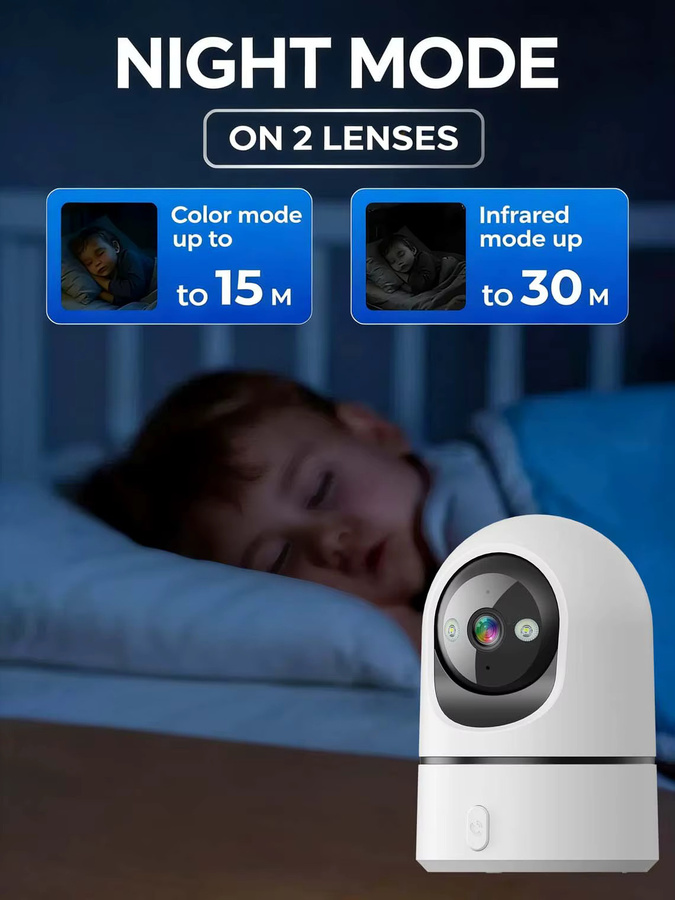 PEGATAH O-Kam Pro WLAN Innen-Babyüberwachungskamera mit 5MP, 2,4G/5G Dualband, Farb-Nachtsicht, Menschenverfolgung und PTZ-Funktion, Weiß - Bild 2