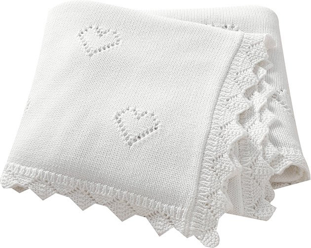Mimixiong Babydecke aus Baumwolle in Weiß, weich gestrickt, B/B/H: 100 x 80 cm - Bild 1